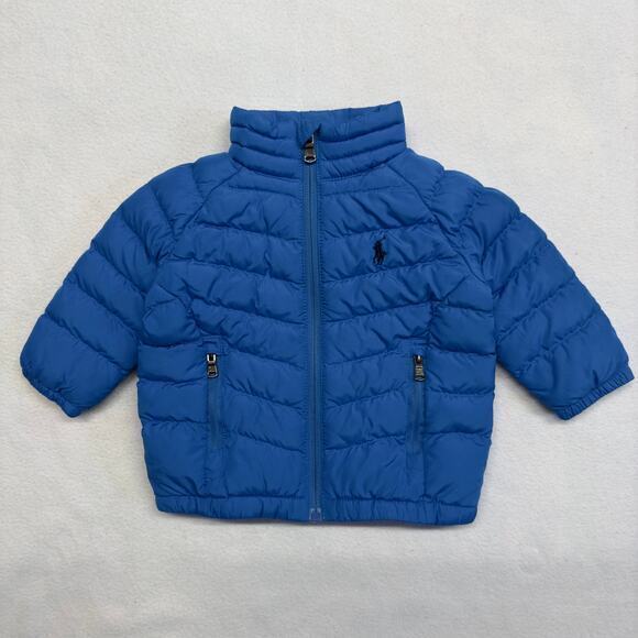 Polo Ralph Lauren Infant‎ Size 6M Puffer Jacket Fall Winter Coat Blue - Picture 1 of 6